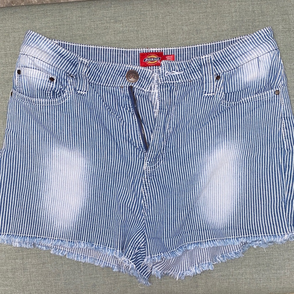 Dickies Women's Blue Pinstripe Jean Shorts